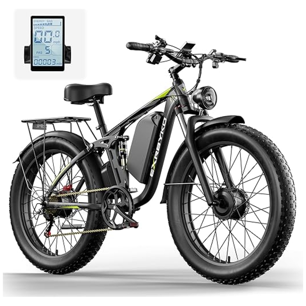 Exrbyko 2000W Dual Motor Fat Tire Electric Bike, 23AH 1104WH 35MPH