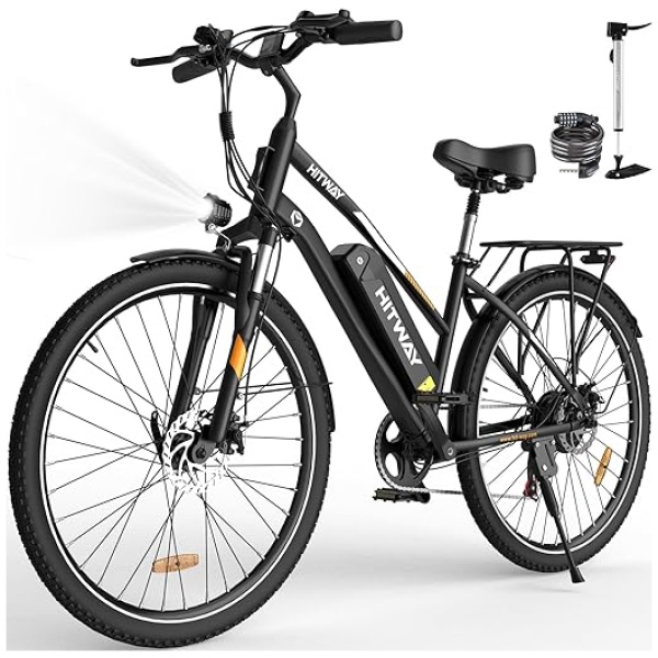 HITWAY BK27M Electric Bike for Adults 28" E Bike with 500W Motor 36V 15AH Removable Battery Electric Bicycles Range 35-75 Mile with 7 Gears, UL2849 Certified