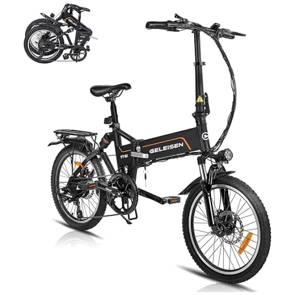 Geleisen TT-S1 Folding Electric Bike, 20"×2.4 Electric Bikes for Adults with Removable Battery 48V/10Ah, 500W(Peak 750W) Aluminum 25MPH Foldable Electric Bicycle...