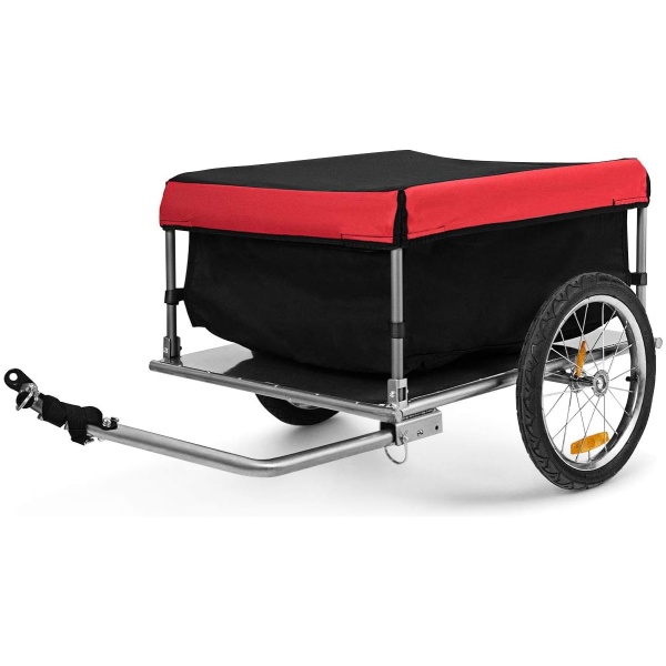 Goplus Cargo Bike Trailer, Folding Frame Quick Release 16’’ Wheels Bicycle Cargo Trailer