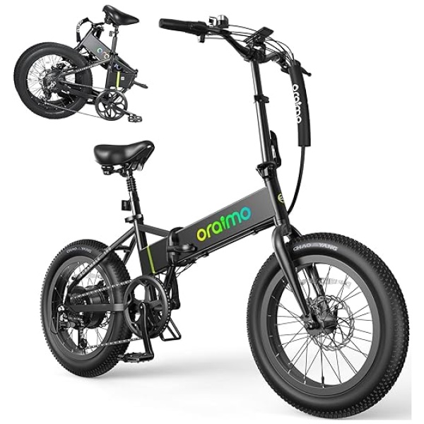 Oraimo ‎SCRAMBLER 100 Folding Electric Bike for Adults, 750W Brushless Motor(Peak 1000W), 48V 12Ah Hidden Battery Up to 50 Miles, 3.5H Fast Charge, 20" Fat Tire...