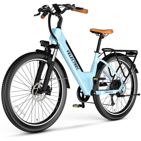 Velectrec Citirang 2.0 Blue, 𝟏𝟎𝟎𝟎𝐖 Peak Electric Bike for Adults,up 𝟕𝟎 Miles Removable Battery Ebike, 26" Fat Tire Electric Mountain E Bike with 7-Speed,Adult Electric Bicycles...