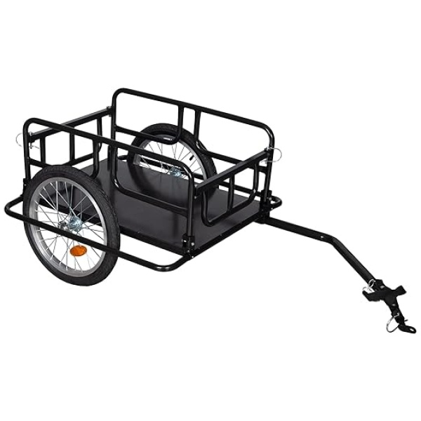 Polar Aurora Bike Cargo Trailer w/Universal Bicycle Coupler, 16'' Wheels, Foldable Bicycle Cart Wagon for Carrying Groceries, Luggage, Tools