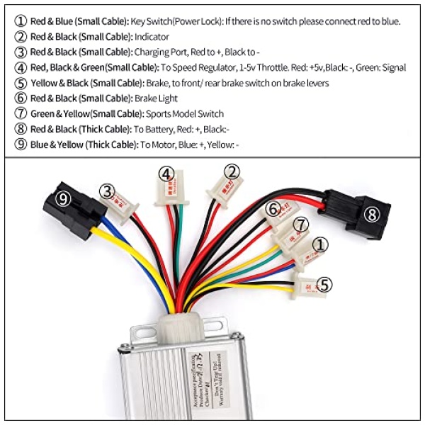 Aftermarket Controller 48v 1000w for Brushed Electric Motor Engine Scooter with Black Battery Connector Terminal - Image 2