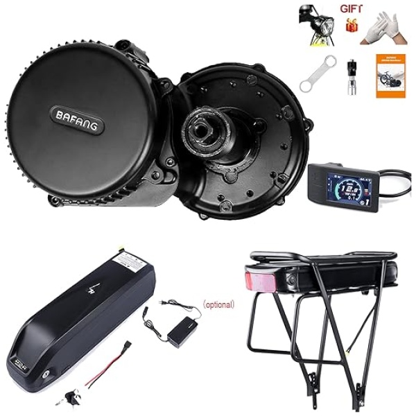 BAFANG BBS02 48V 750W Mid Drive Kit with Battery (Optional), 8Fun Bicycle Motor Kit with LCD Display & Chainring, Electric Brushless Bike Motor...