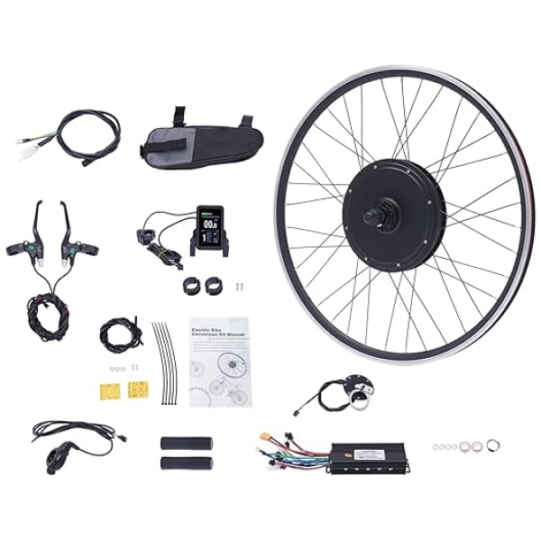 Electric Bicycle Front Wheel Conversion Kit 48V E-Bike Motor Kit Motor Kit with High Speed Brushless Gearless Hub Motor LED Display