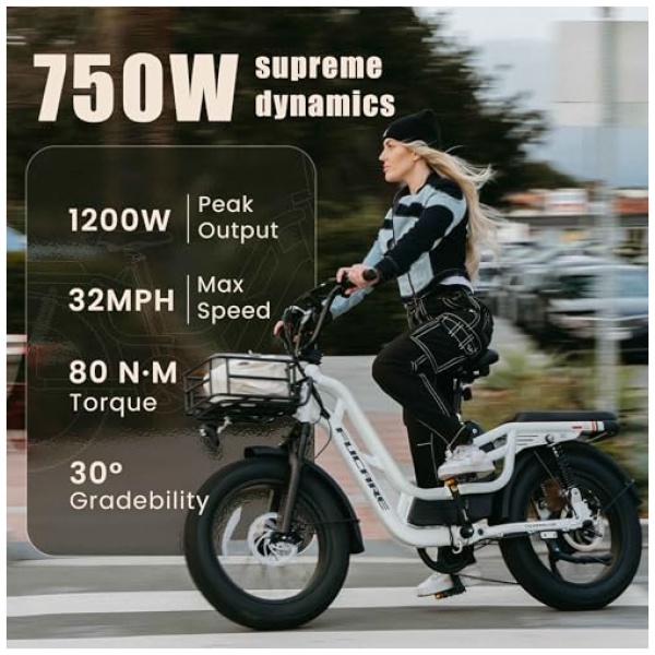 Fucare Libra 1200W Peak Electric Bike for Adults 32MPH 48V 20Ah (Rated 19.2AH) LG Battery EBike, Full Suspension 20"×4.0" Fat Tire 750w Electric... - Image 3