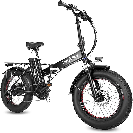 Heybike Mars Electric Bicycle Foldable 20" x 4.0 Fat Tire Electric Bicycle with 1000W Peak Motor，624WH Removable Battery and 50 Miles Max Range, Dual Shock Absorber for Adults