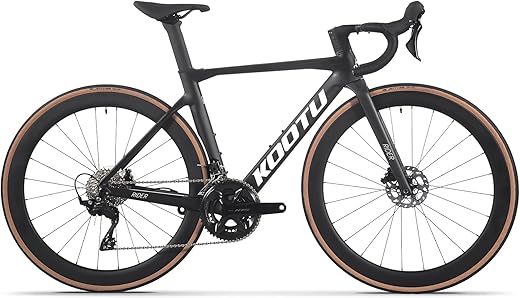 KOOTU Carbon Road Bike, Lightweight Full Carbon Fiber Disc Brake Racing Bicycle with Shimano R7120 24 Speed Groupset and Hydraulic Disc Brake for Adult.