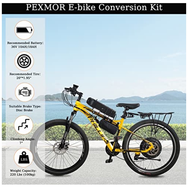 PEXMOR Electric Bike Conversion Kit, 36V 750W Ebike Conversion Kit, 24"/20" Front Ebike Wheel Electric Bicycle Hub Motor Kit 3 Modes Controller... - Image 3