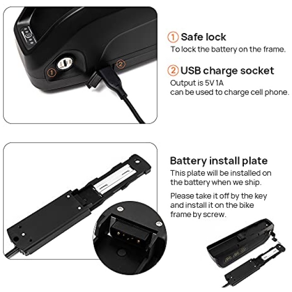 QWW 48V13AH 1400W Electric Bicycle Battery with Waterproof Bag and Charger - Image 4