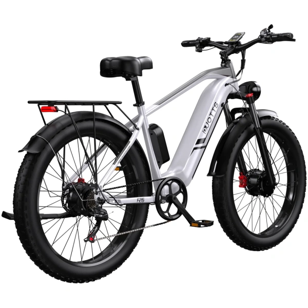 duotts f26 pedal assist ebike silvery white rear view