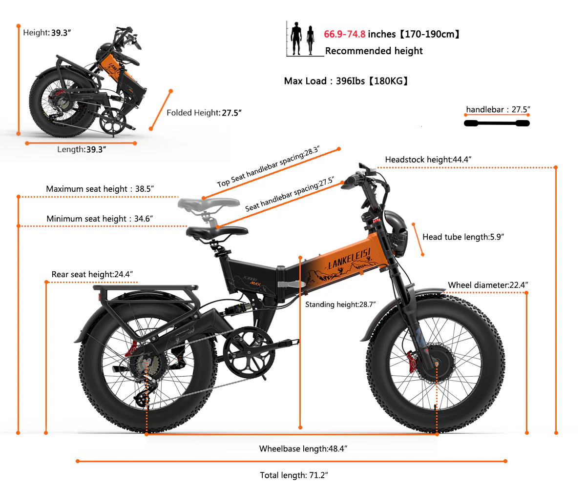 Lankeleisi_x3000max_dual motor foldable electric bike dimensions