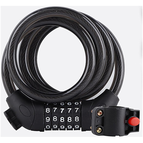 Bicycle lock, high security lock 5 digits,120 cm anti-theft spiral lock for electric bikes